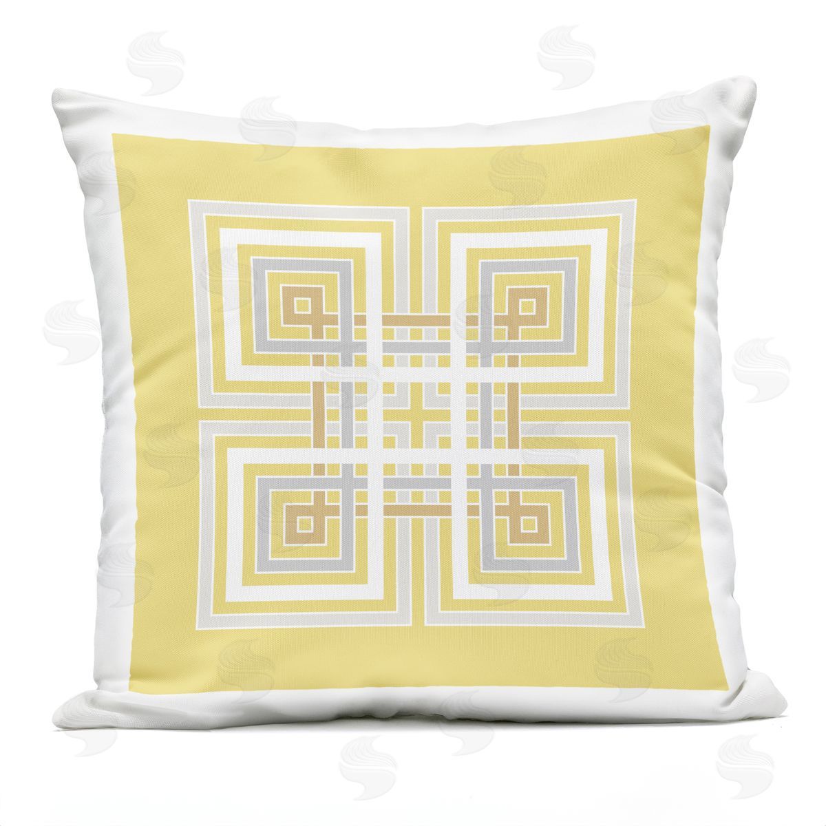 Yellow Greek Key Pattern Outdoor Printed Pillow, Home Decor by Geoff Tygert