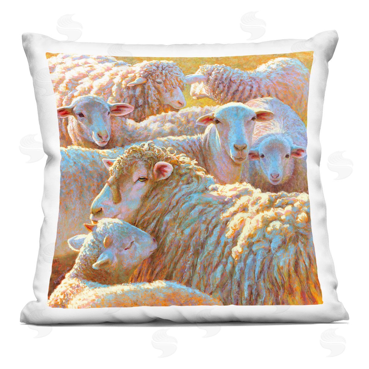 Sheep Flock Country Farm Decorative Printed Pillow, Home Decor by Rita Kirkman
