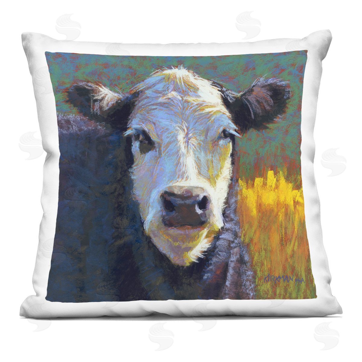 Close Up Cow Portrait Decorative Printed Pillow, Home Decor by Rita Kirkman