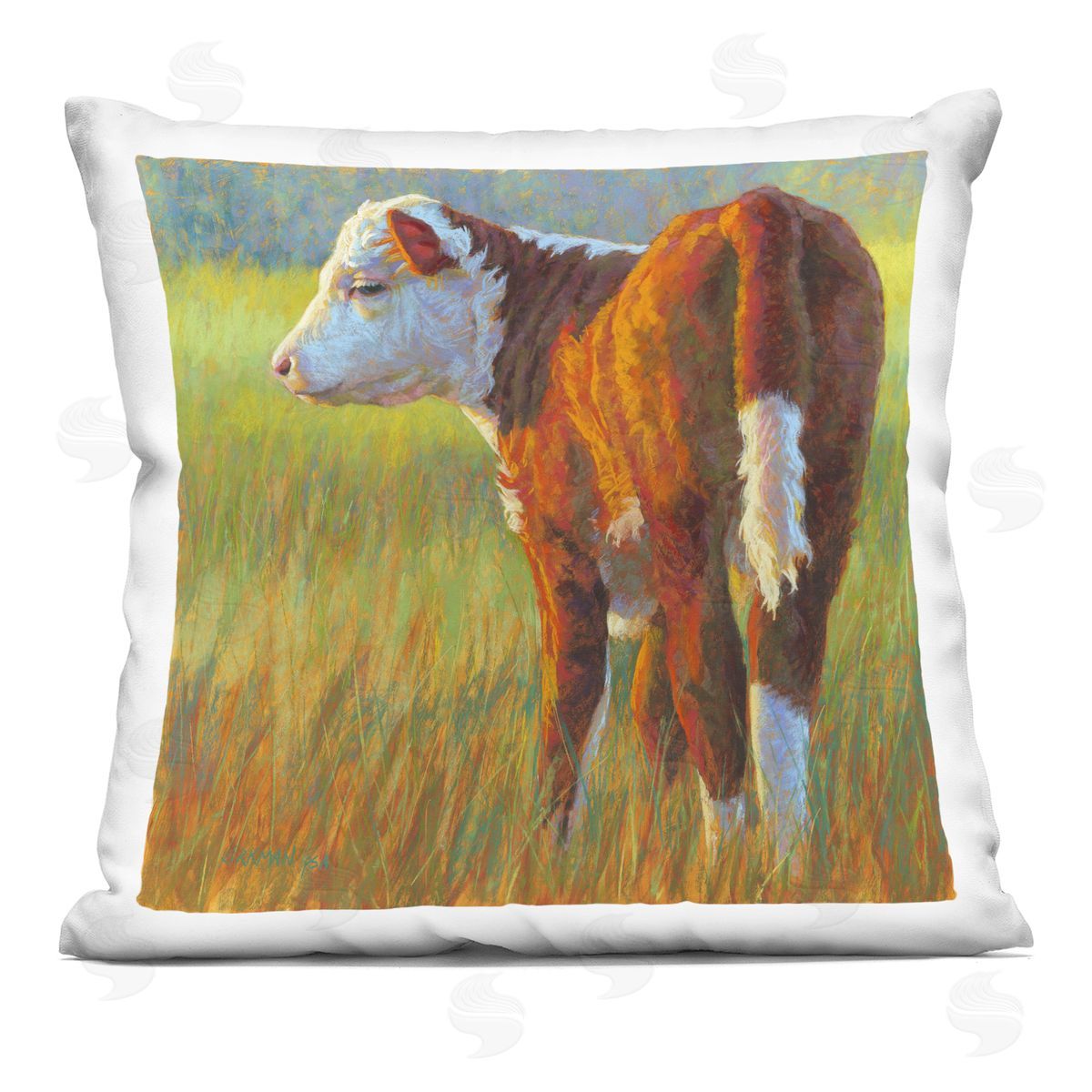 Farm Animal Cattle Grazing Decorative Printed Pillow, Home Decor by Rita Kirkman