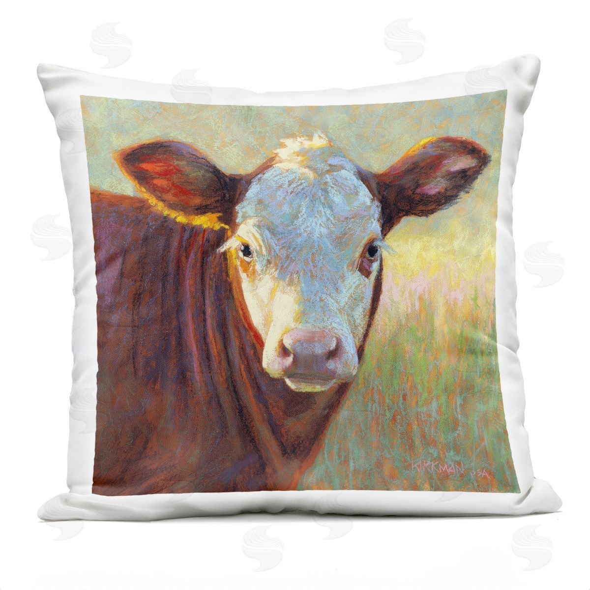 Country Cow Portrait Outdoor Printed Pillow, Home Decor by Rita Kirkman