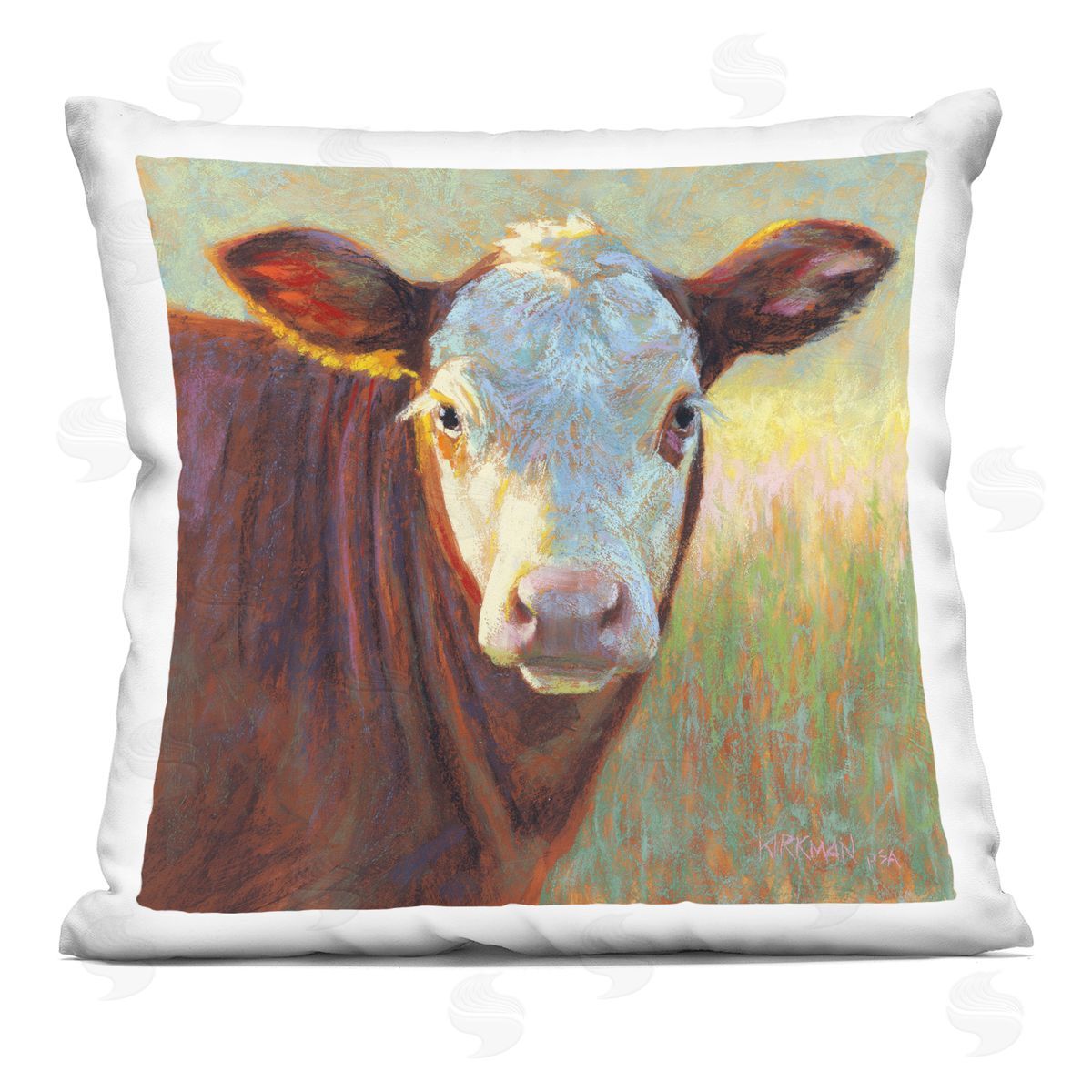 Country Cow Portrait Decorative Printed Pillow, Home Decor by Rita Kirkman