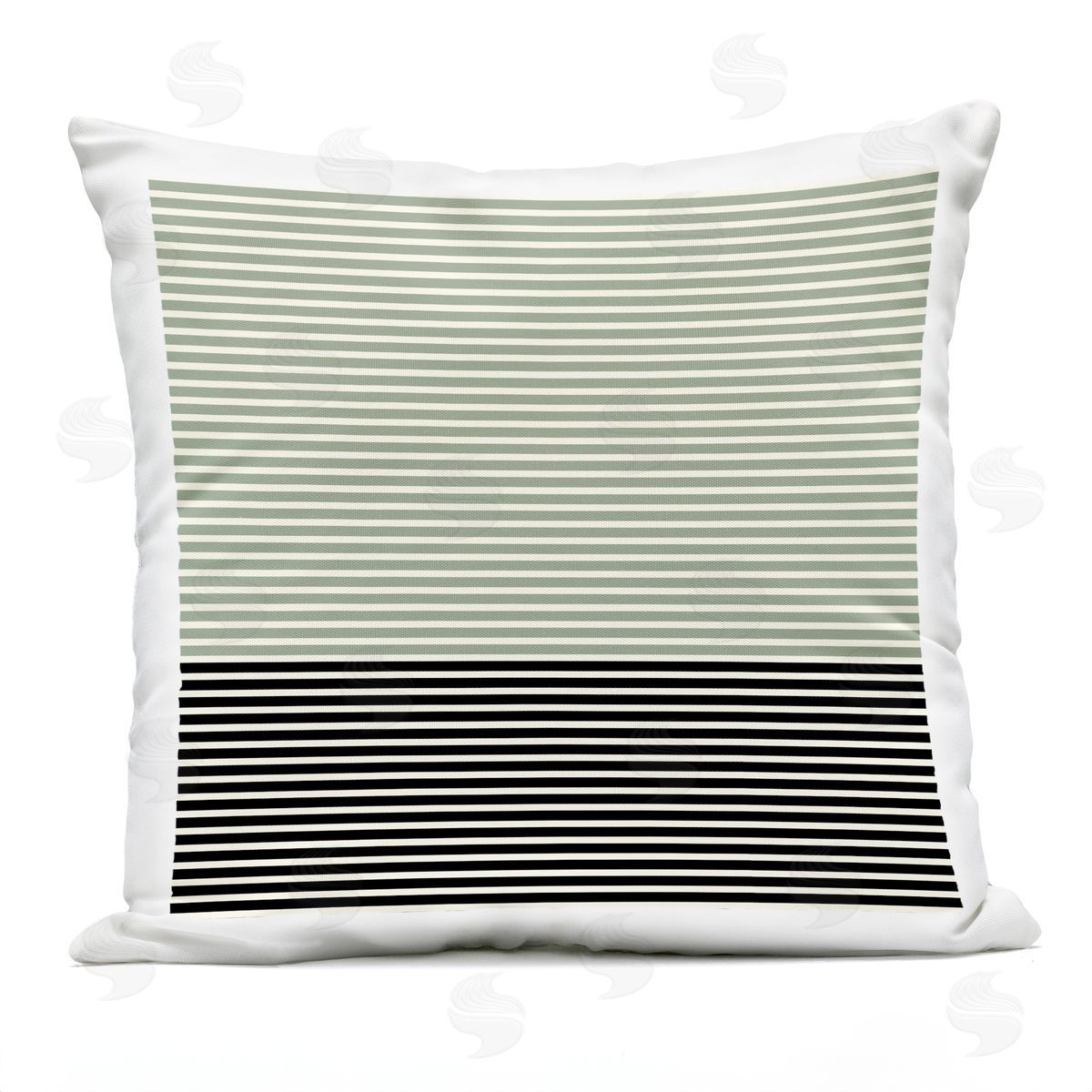 Sage Green Black Stripes Outdoor Printed Pillow, Home Decor by Amy Brinkman