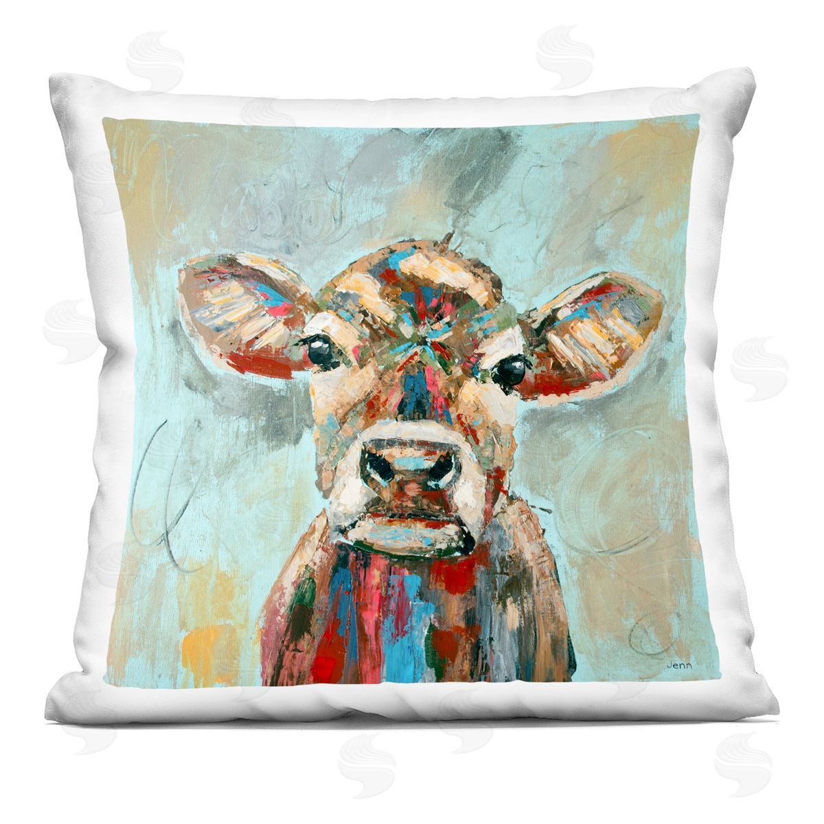 Bold Urban Style Cow Decorative Printed Pillow, Home Decor by Jen Seeley