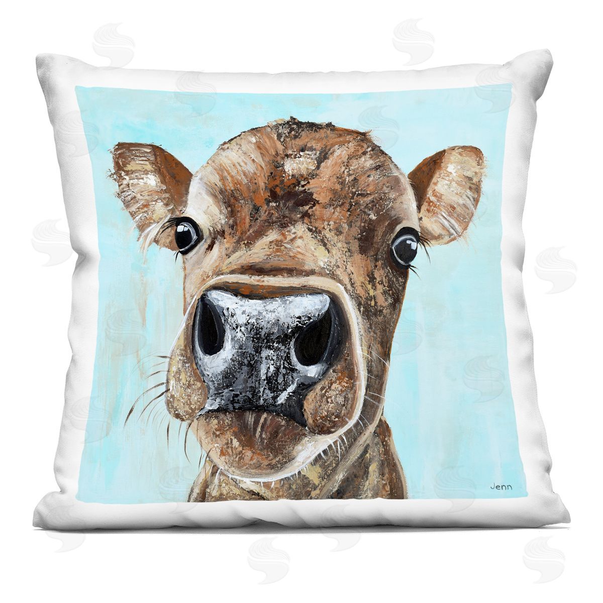 Close Up Farm Cow Lucy Decorative Printed Pillow, Home Decor by Jen Seeley