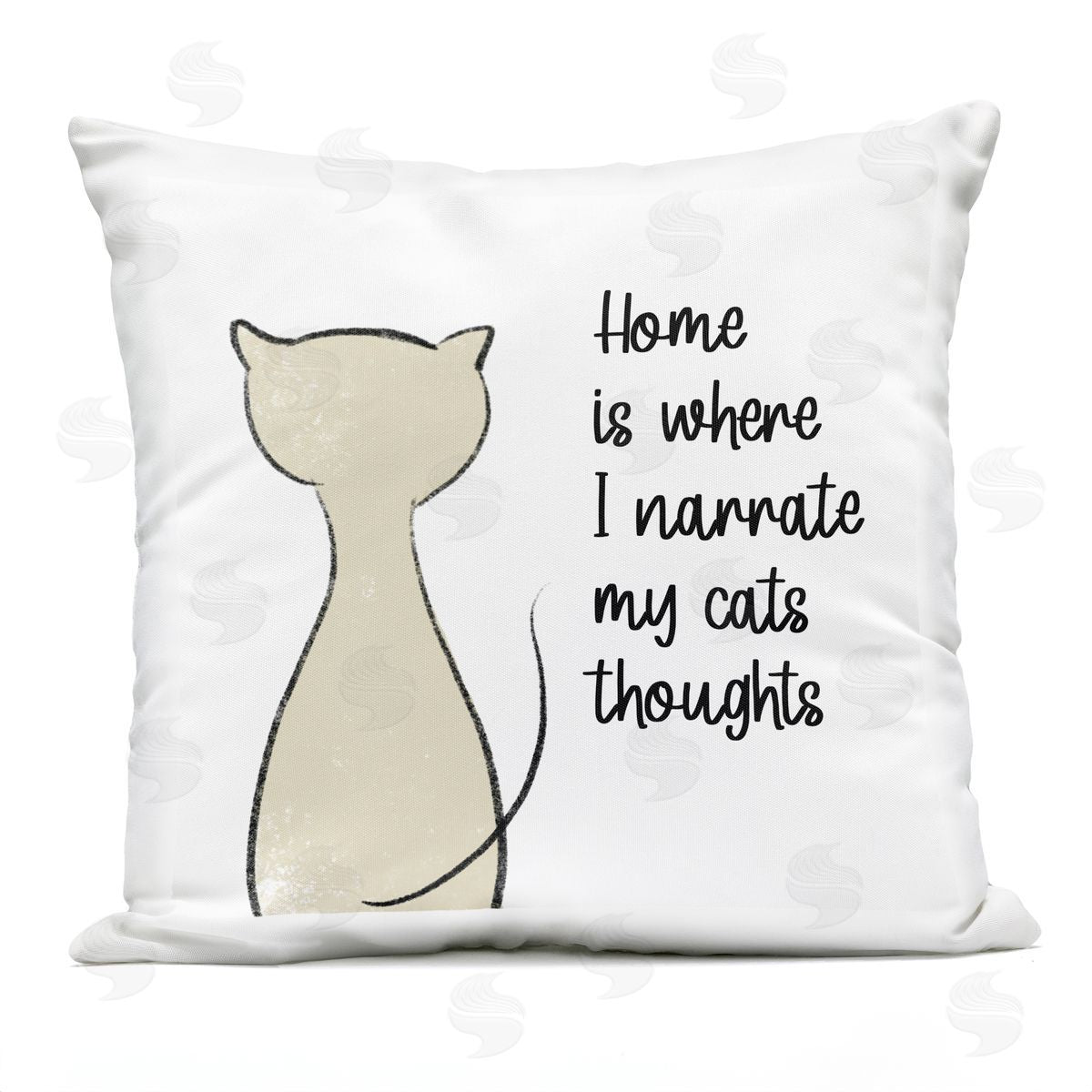 Home Where I Narrate Cat's Thoughts Phrase Outdoor Printed Pillow, Home Decor by Anna Quach