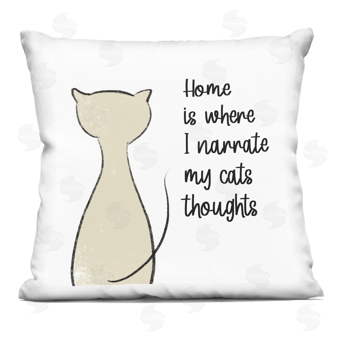 Home Where I Narrate Cat's Thoughts Phrase Decorative Printed Pillow, Home Decor by Anna Quach
