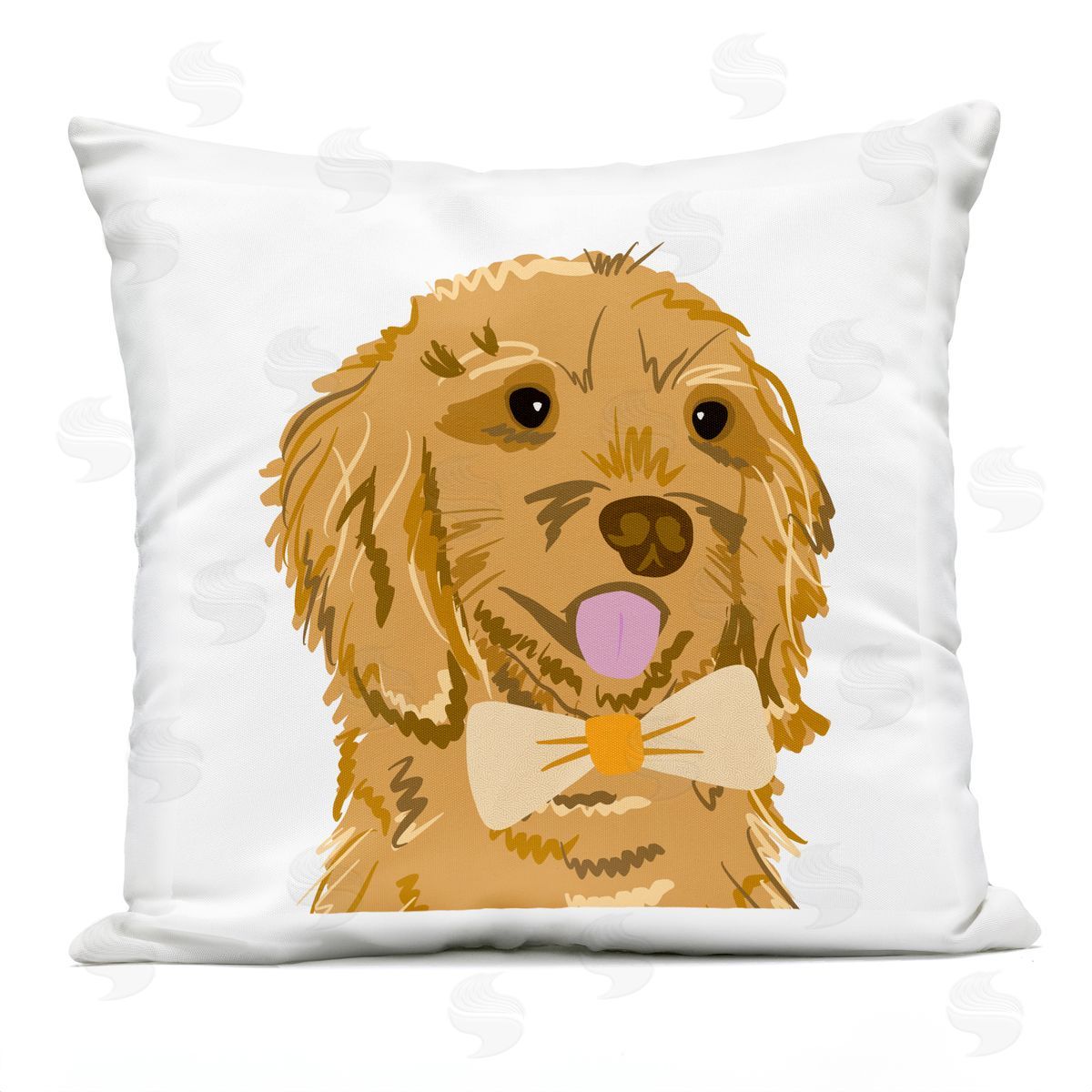 Happy Retriever Dog Bowtie Outdoor Printed Pillow, Home Decor by Anna Quach