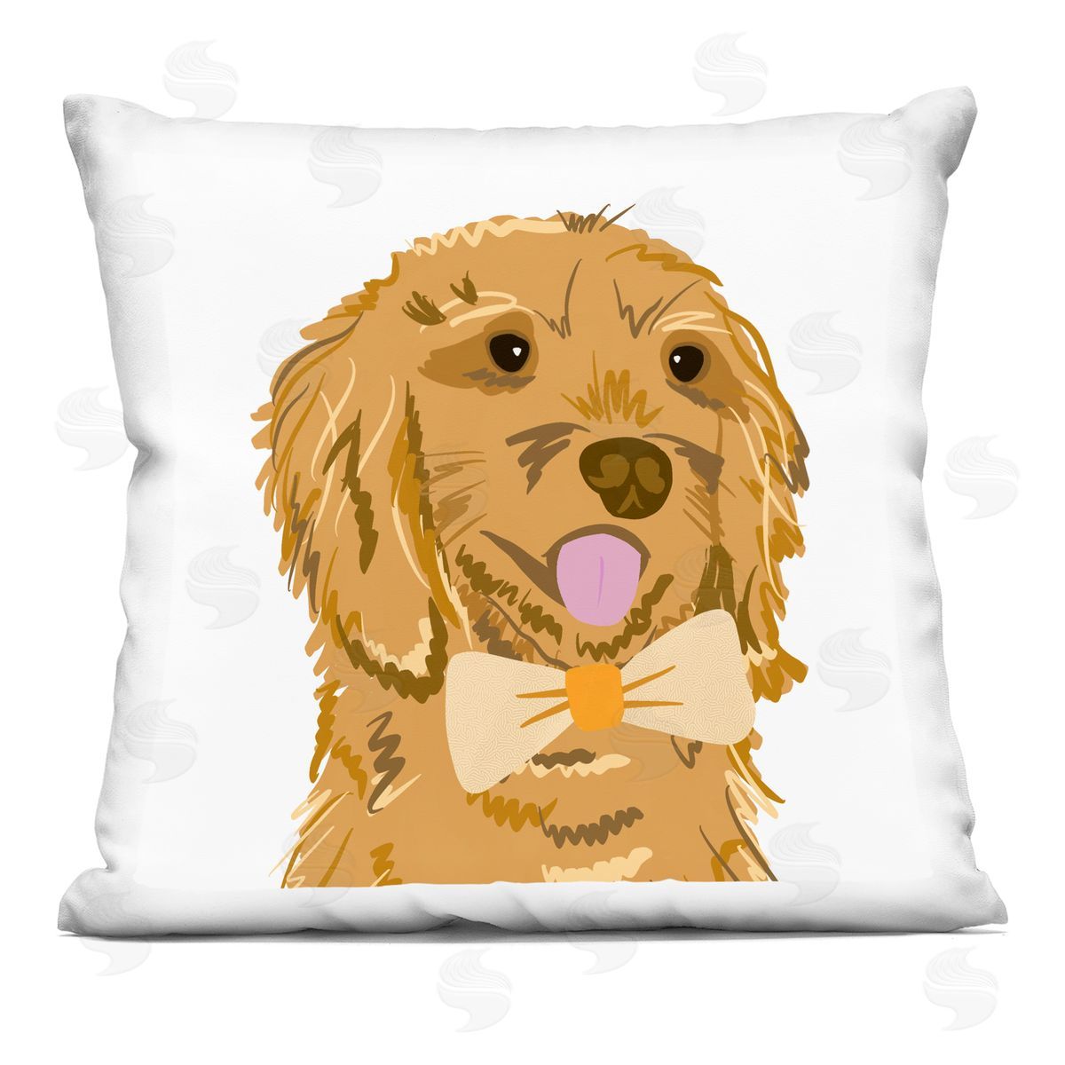 Happy Retriever Dog Bowtie Decorative Printed Pillow, Home Decor by Anna Quach