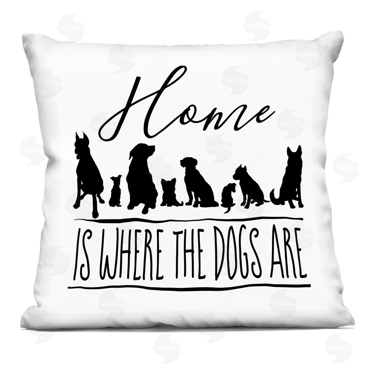 Home Is Where The Dogs Are Silhouette Decorative Printed Pillow, Home Decor by Elizabeth Medley