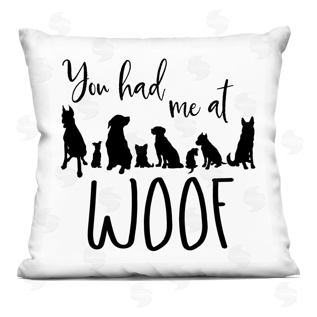 Had Me At Woof Dog Silhouettes Decorative Printed Pillow, Home Decor by Elizabeth Medley