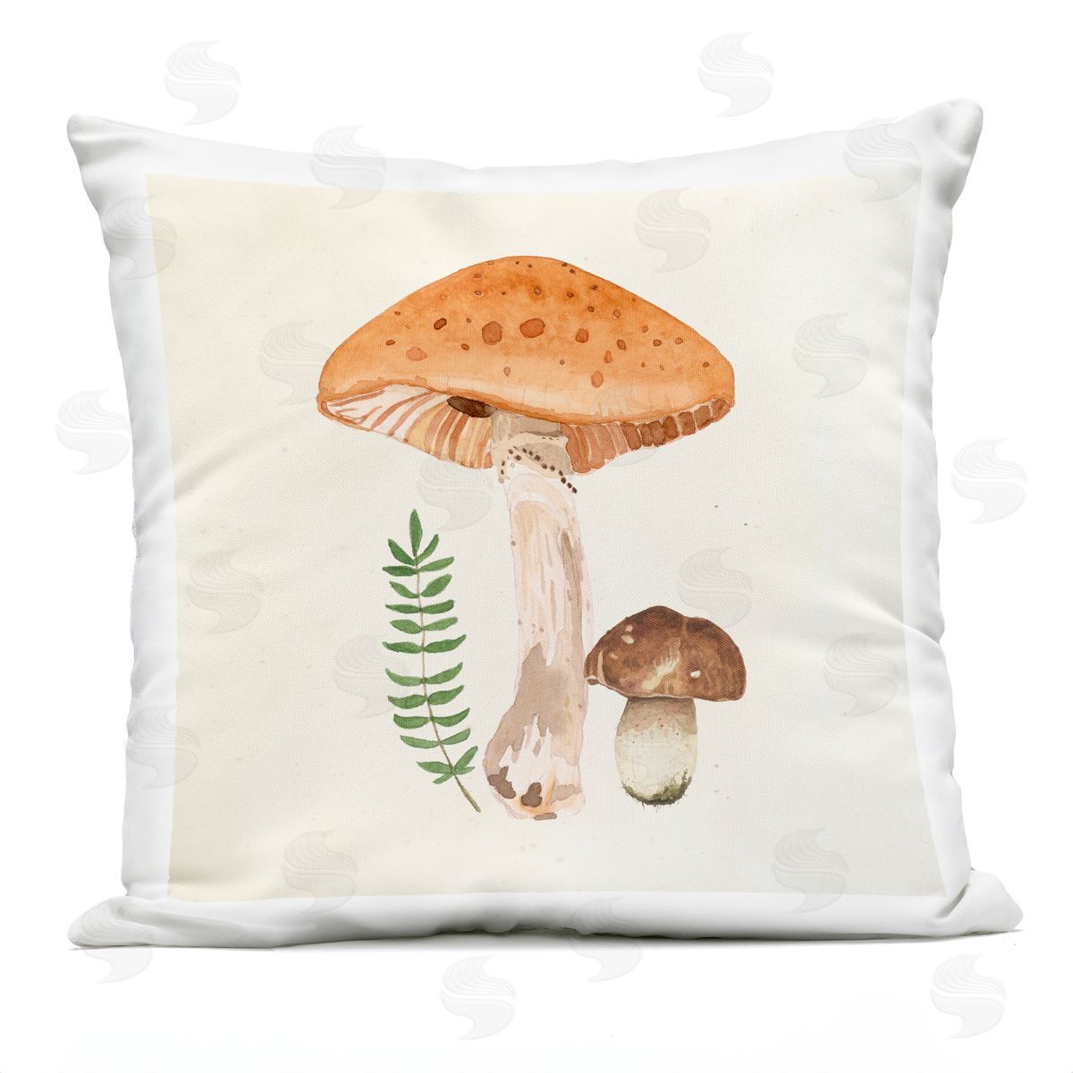 Woodland Botanical Mushrooms Outdoor Printed Pillow, Home Decor by Lucca Sheppard
