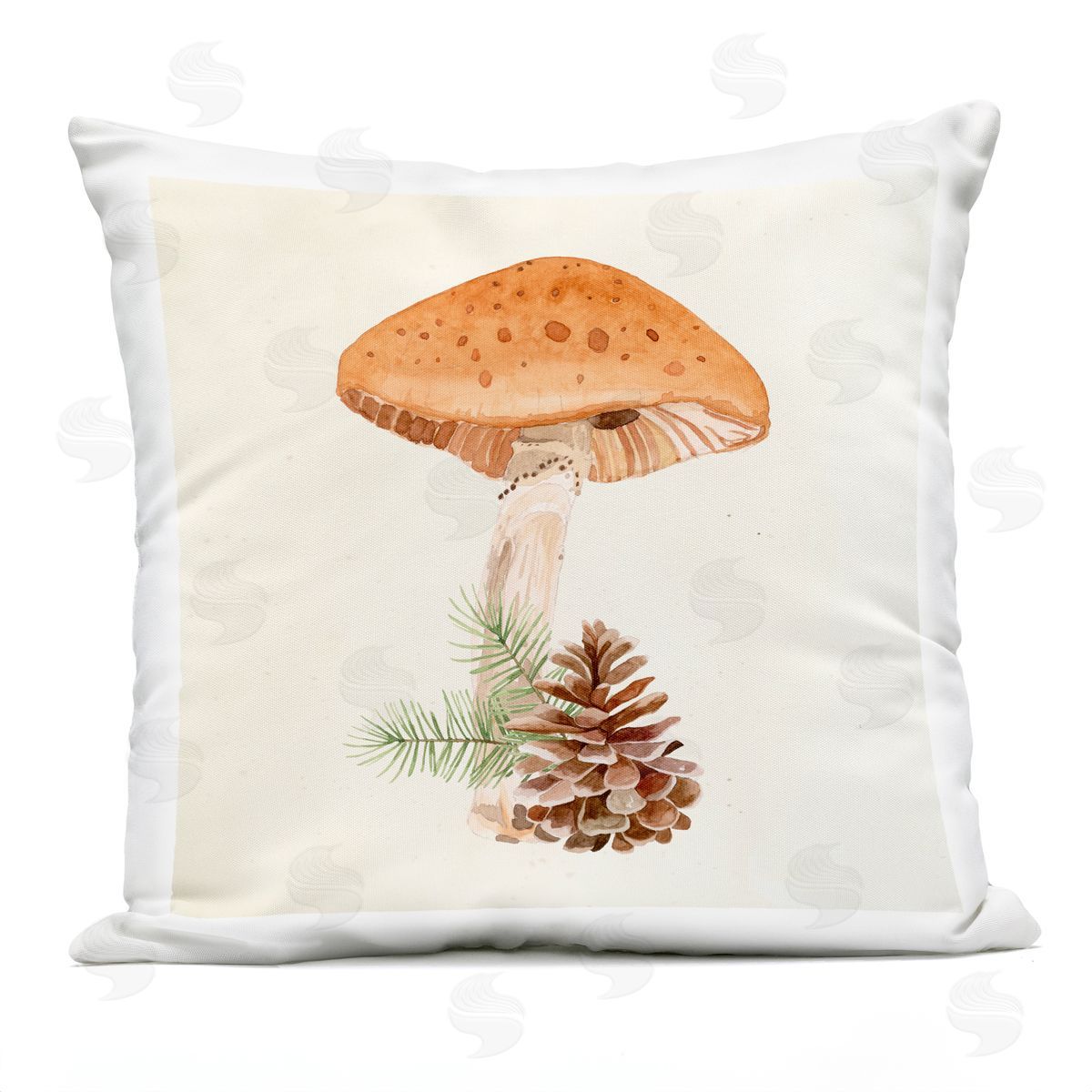 Mushroom Pinecone Woodland Plant Outdoor Printed Pillow, Home Decor by Lucca Sheppard