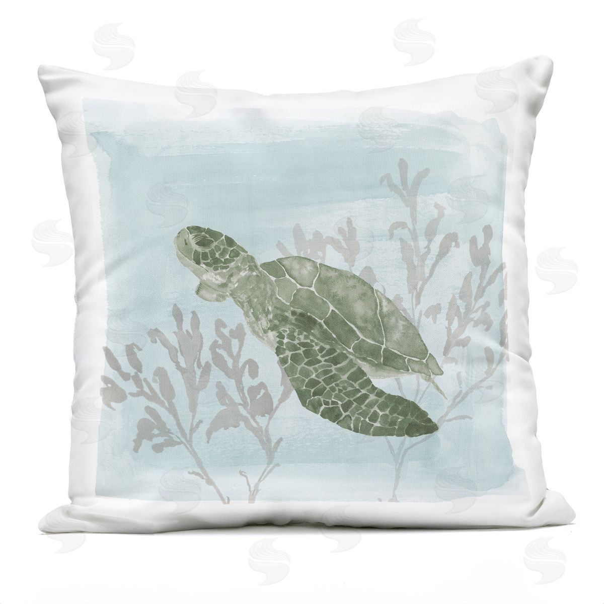 Underwater Tortoise Coral Scene Outdoor Printed Pillow, Home Decor by Lucille Price