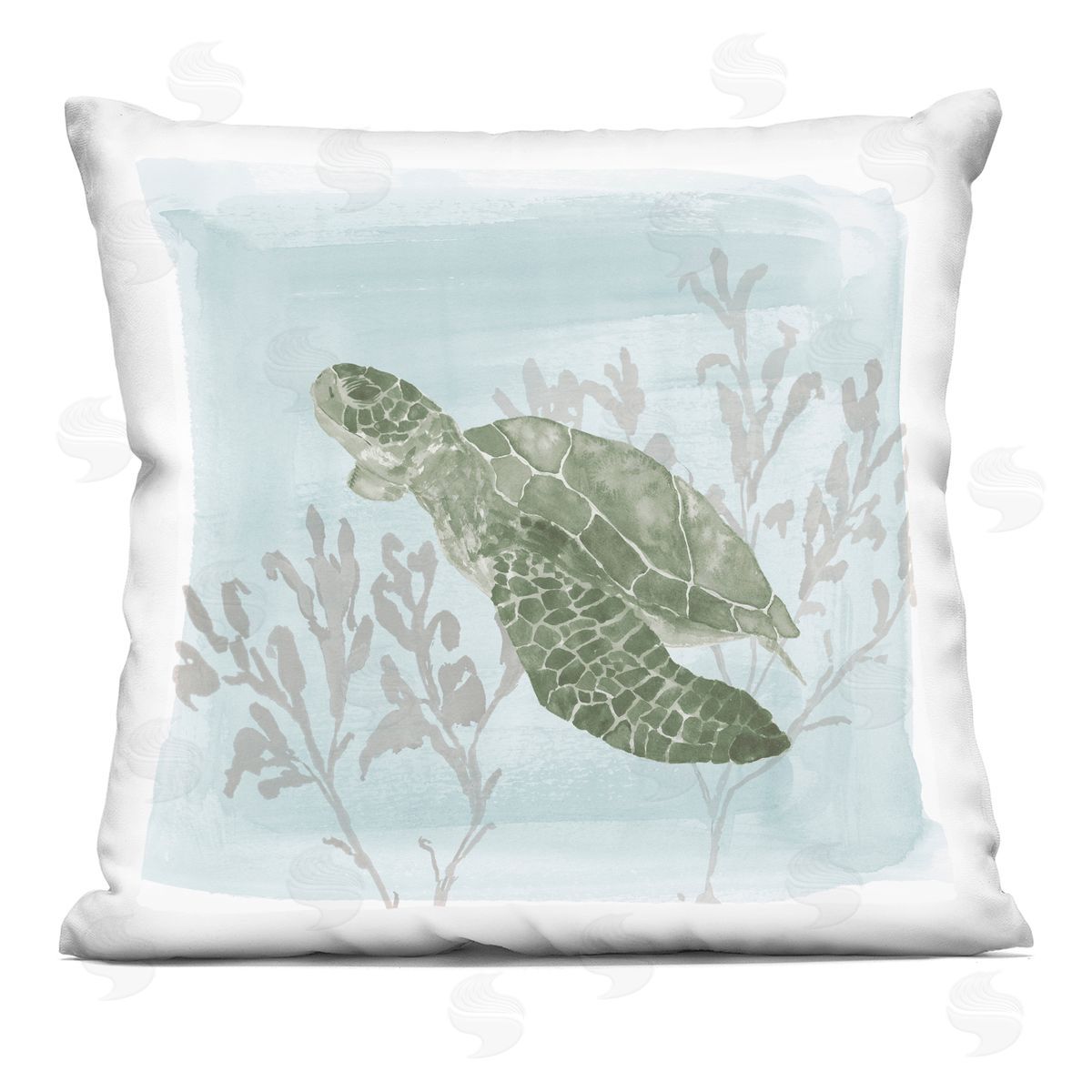 Underwater Tortoise Coral Scene Decorative Printed Pillow, Home Decor by Lucille Price