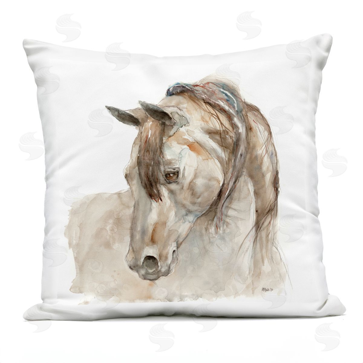 Rural Farm Horse Portrait Outdoor Printed Pillow, Home Decor by Patti Mann
