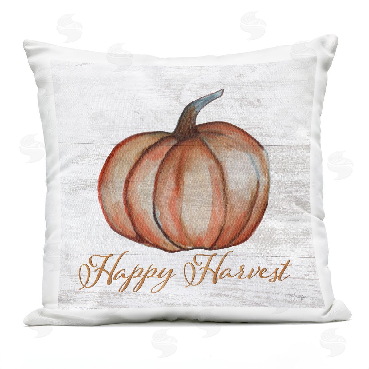 Happy Harvest Rustic Pumpkin Outdoor Printed Pillow, Home Decor by Yass Naffas Designs