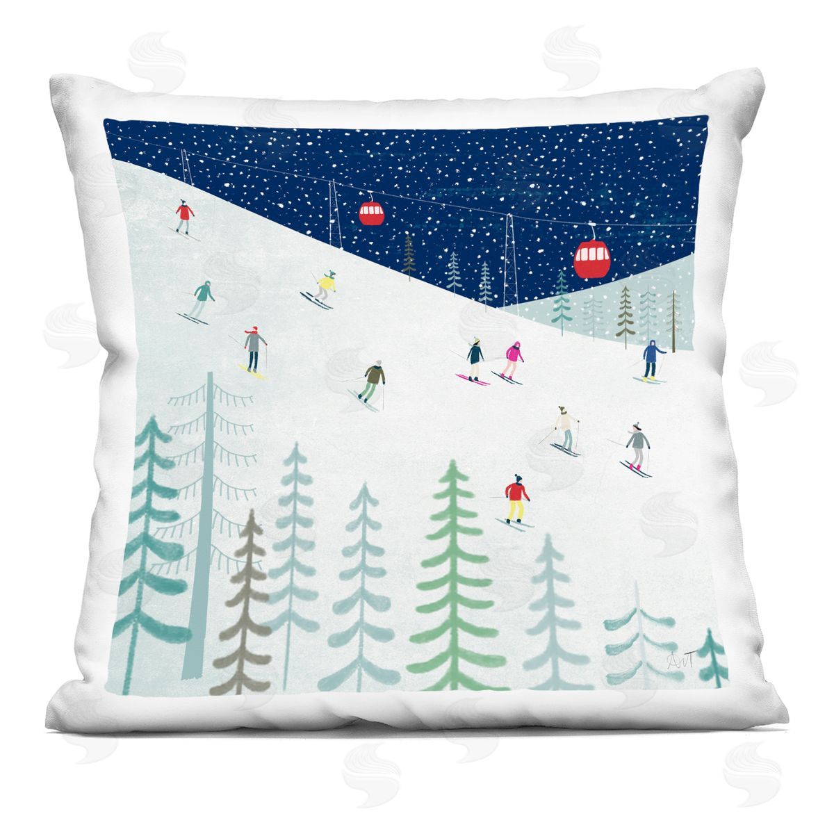 Winter Ski Slopes Night Stars Decorative Printed Pillow, Home Decor by Andrew Thornton