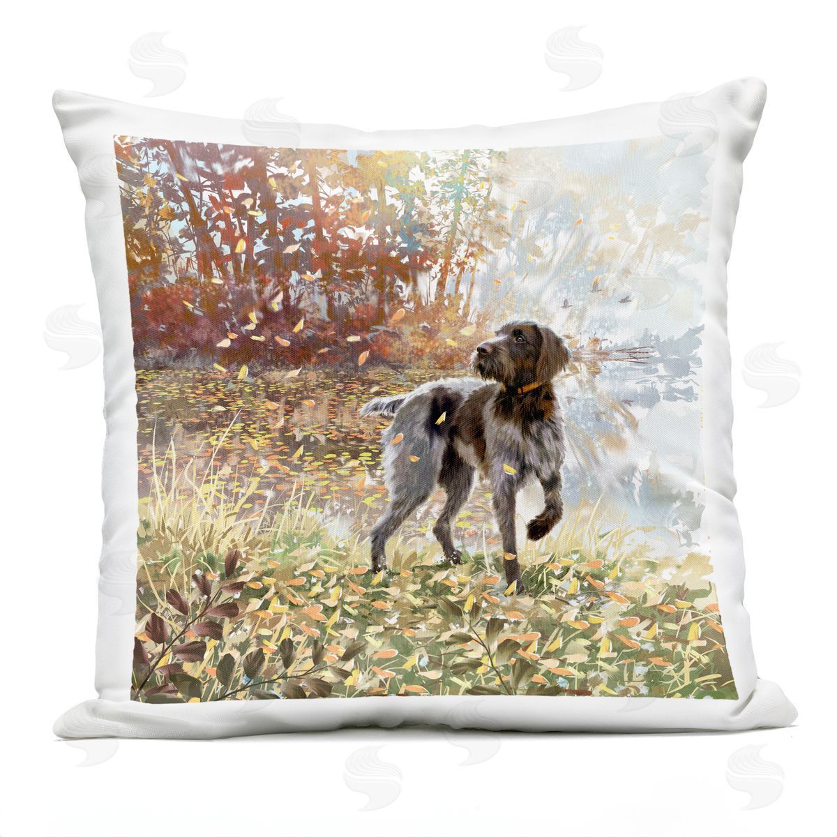 Pointer Dog Lakeside Nature Scene Outdoor Printed Pillow, Home Decor by Pip Wilson