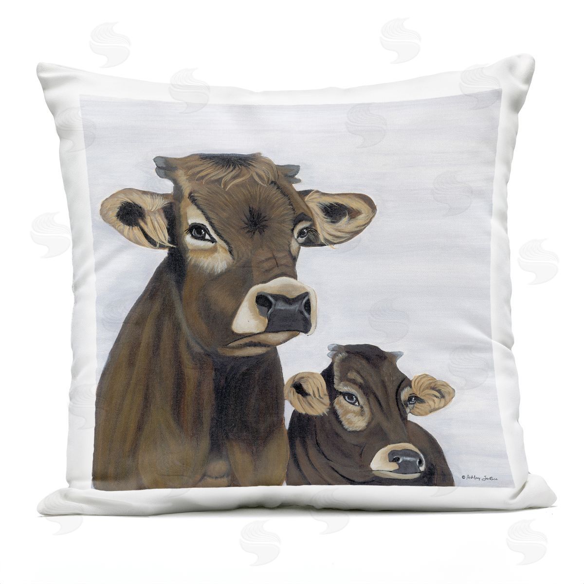 Brown Country Farm Cows Outdoor Printed Pillow, Home Decor by Ashley Justice
