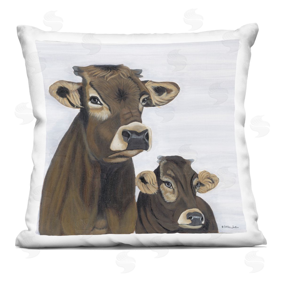 Brown Country Farm Cows Decorative Printed Pillow, Home Decor by Ashley Justice