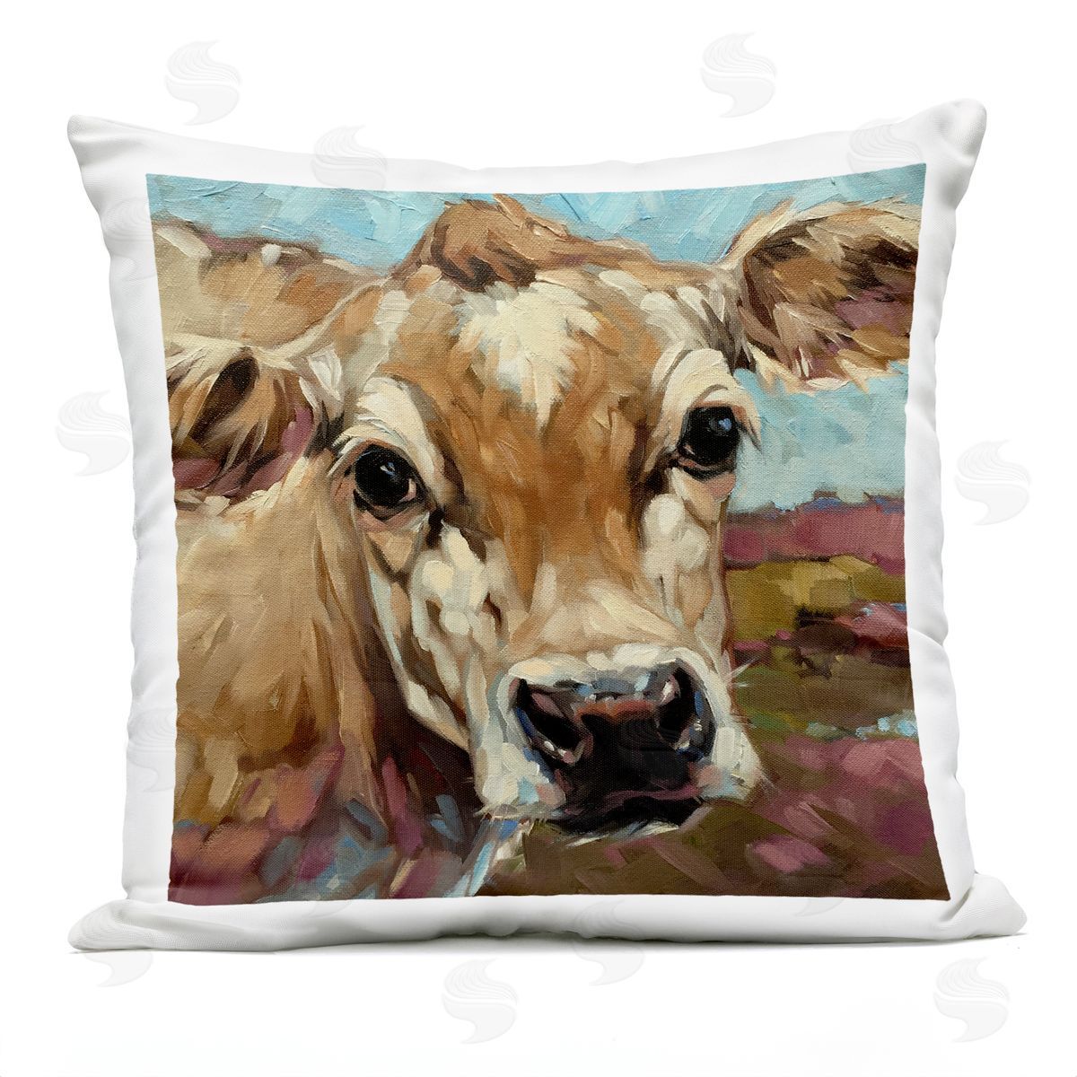 Close Up Farm Cow Face Outdoor Printed Pillow, Home Decor by Andrea Lavery