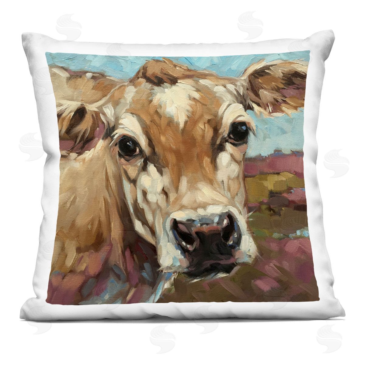 Close Up Farm Cow Face Decorative Printed Pillow, Home Decor by Andrea Lavery