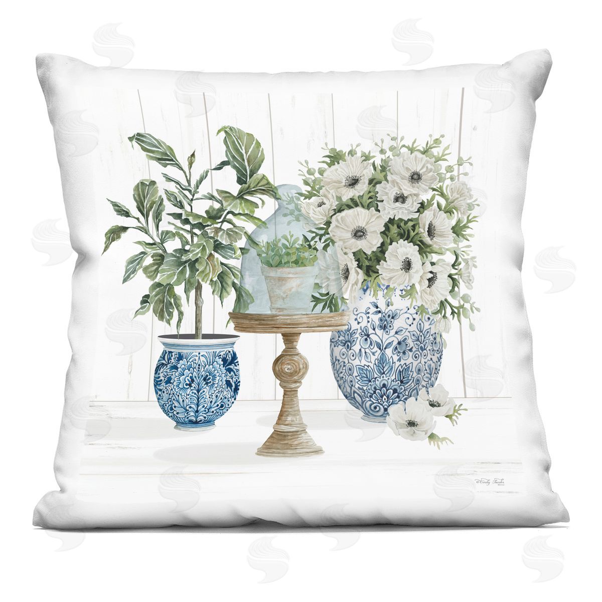 Flower Arrangement Ornate Vase Decorative Printed Pillow, Home Decor by Cindy Jacobs