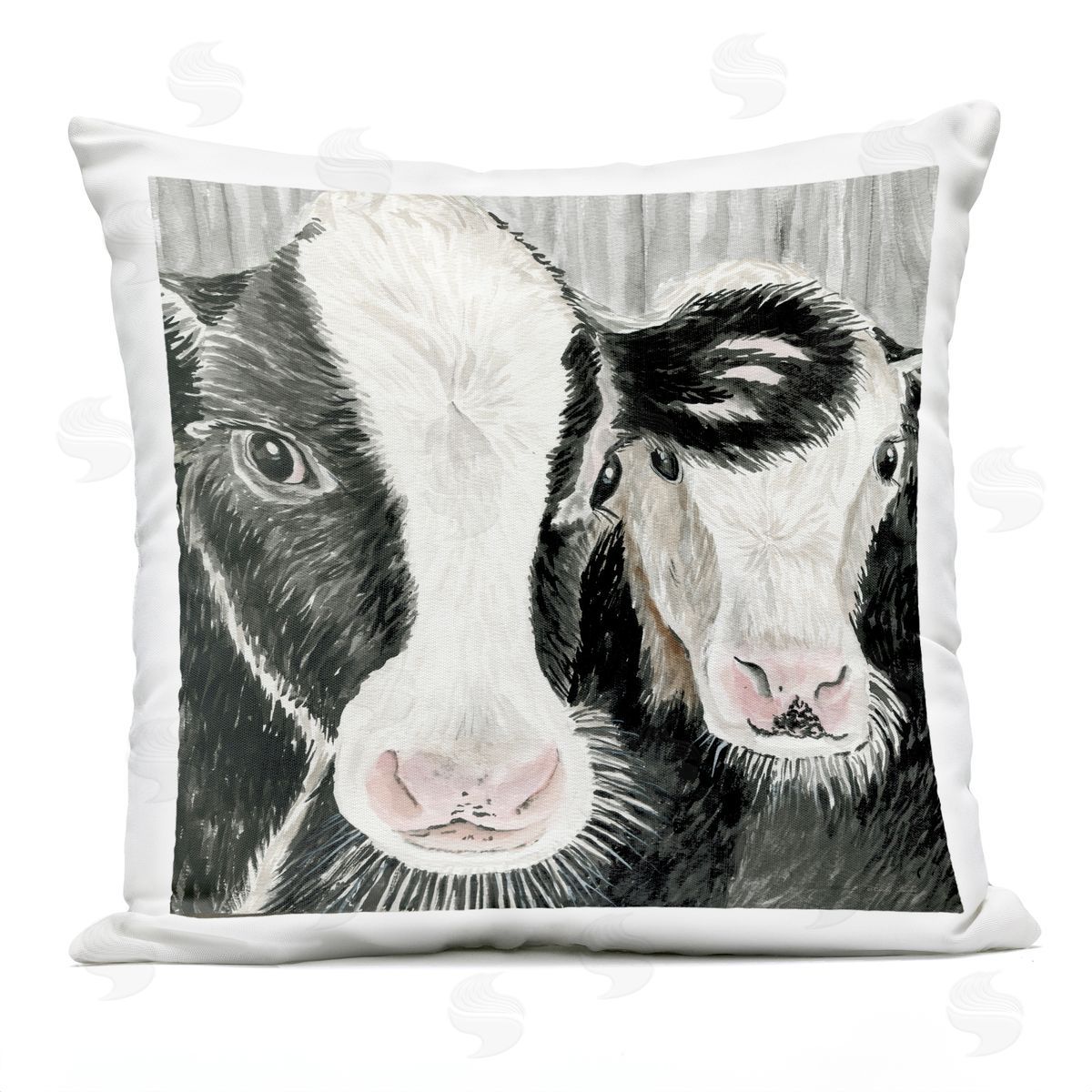 Country Farm Cow Duo Faces Outdoor Printed Pillow, Home Decor by Cindy Jacobs