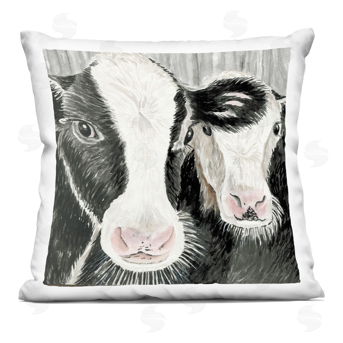Country Farm Cow Duo Faces Decorative Printed Pillow, Home Decor by Cindy Jacobs