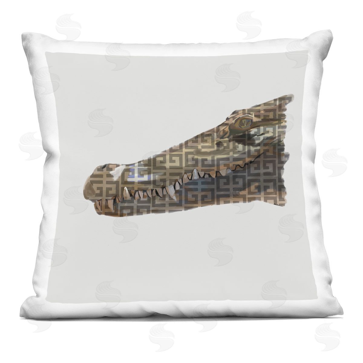 Fashion Brand Alligator Motif Decorative Printed Pillow, Home Decor by Amelia Noyes