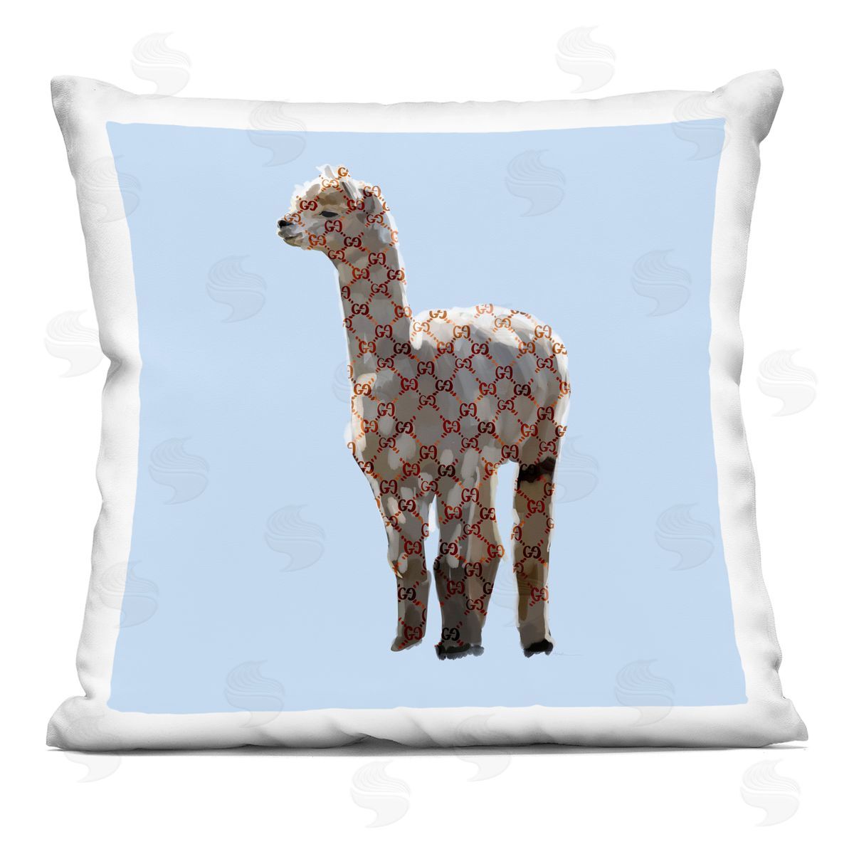 Blue Fashion Glam Llama Decorative Printed Pillow, Home Decor by Amelia Noyes