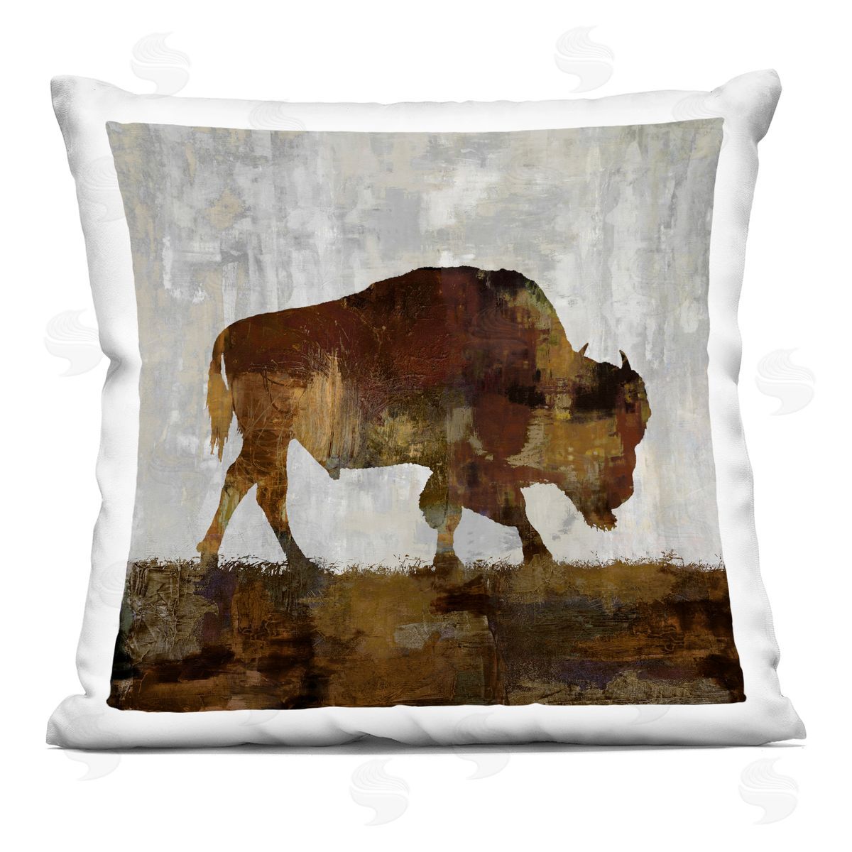 stupell industries Carl Colburn | Bison Rustic Cabin Silhouette Printed Throw Pillow