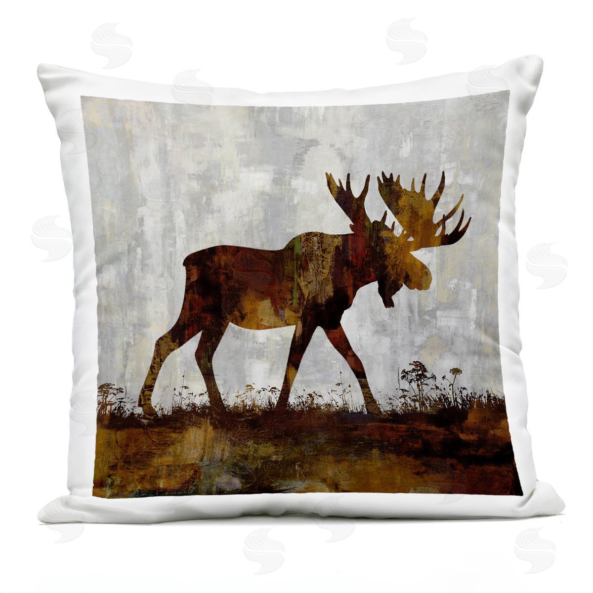 Rustic Moose Woodland Animal Outdoor Printed Pillow, Home Decor by Carl Colburn