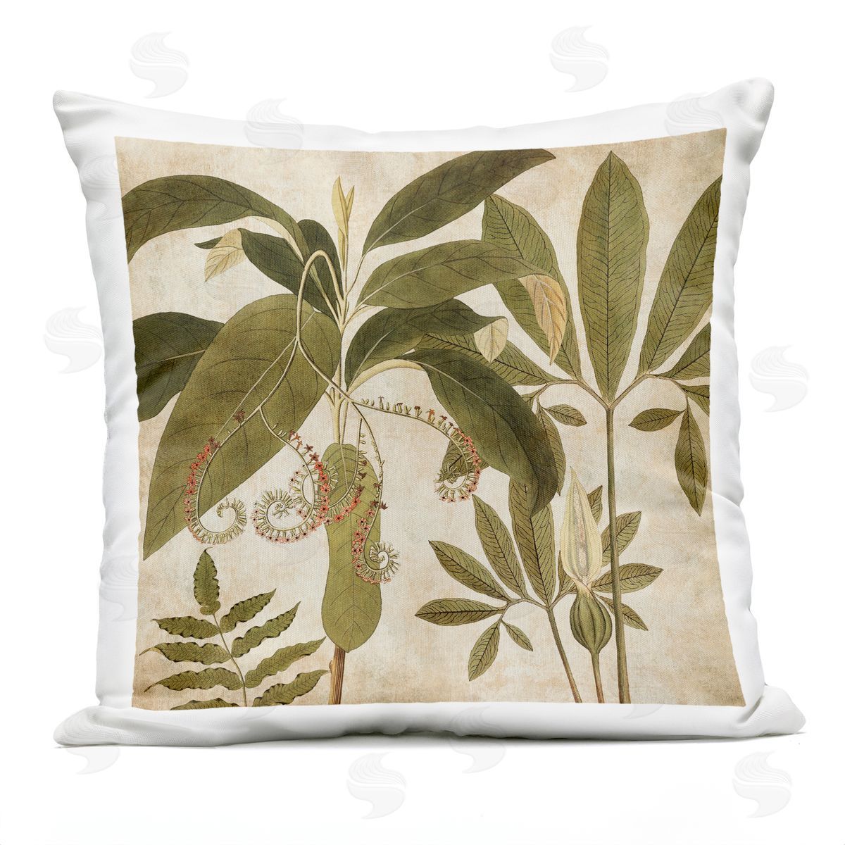 Botanical Forest Leaf Plants Outdoor Printed Pillow, Home Decor by Chris Donovan