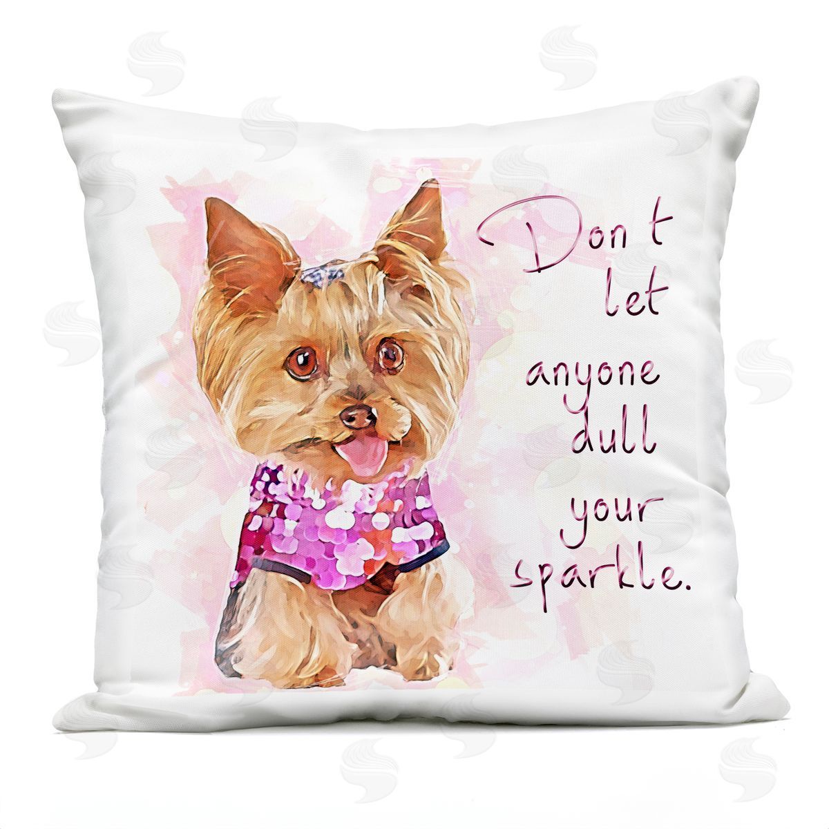 Don't Let Anyone Dull Your Sparkle Yorkie Outdoor Printed Pillow, Home Decor by Kim Curinga