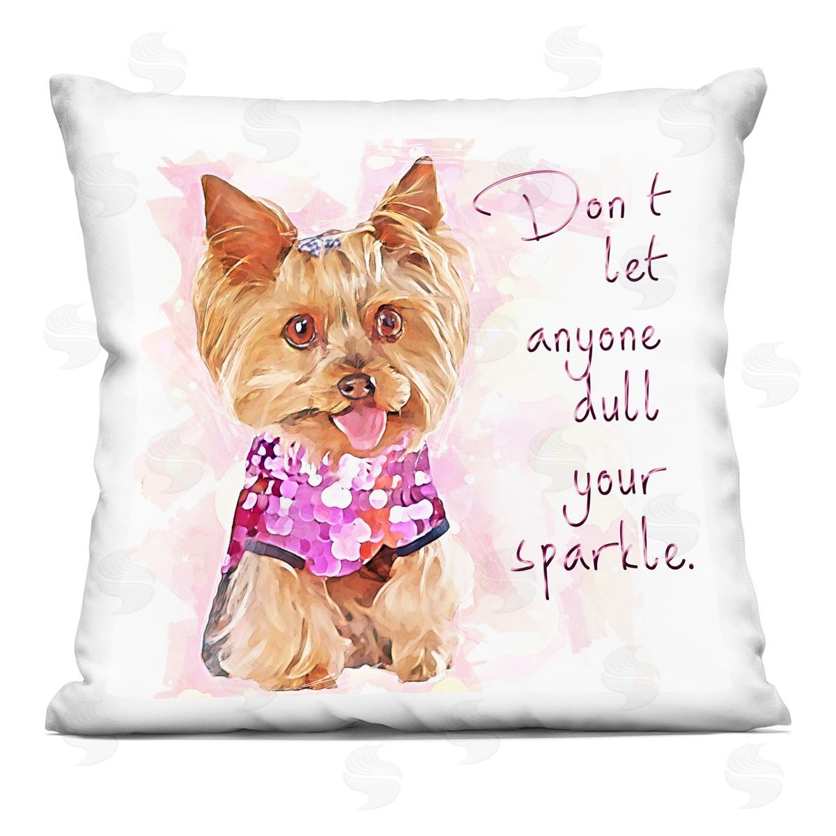 Don't Let Anyone Dull Your Sparkle Yorkie Decorative Printed Pillow, Home Decor by Kim Curinga