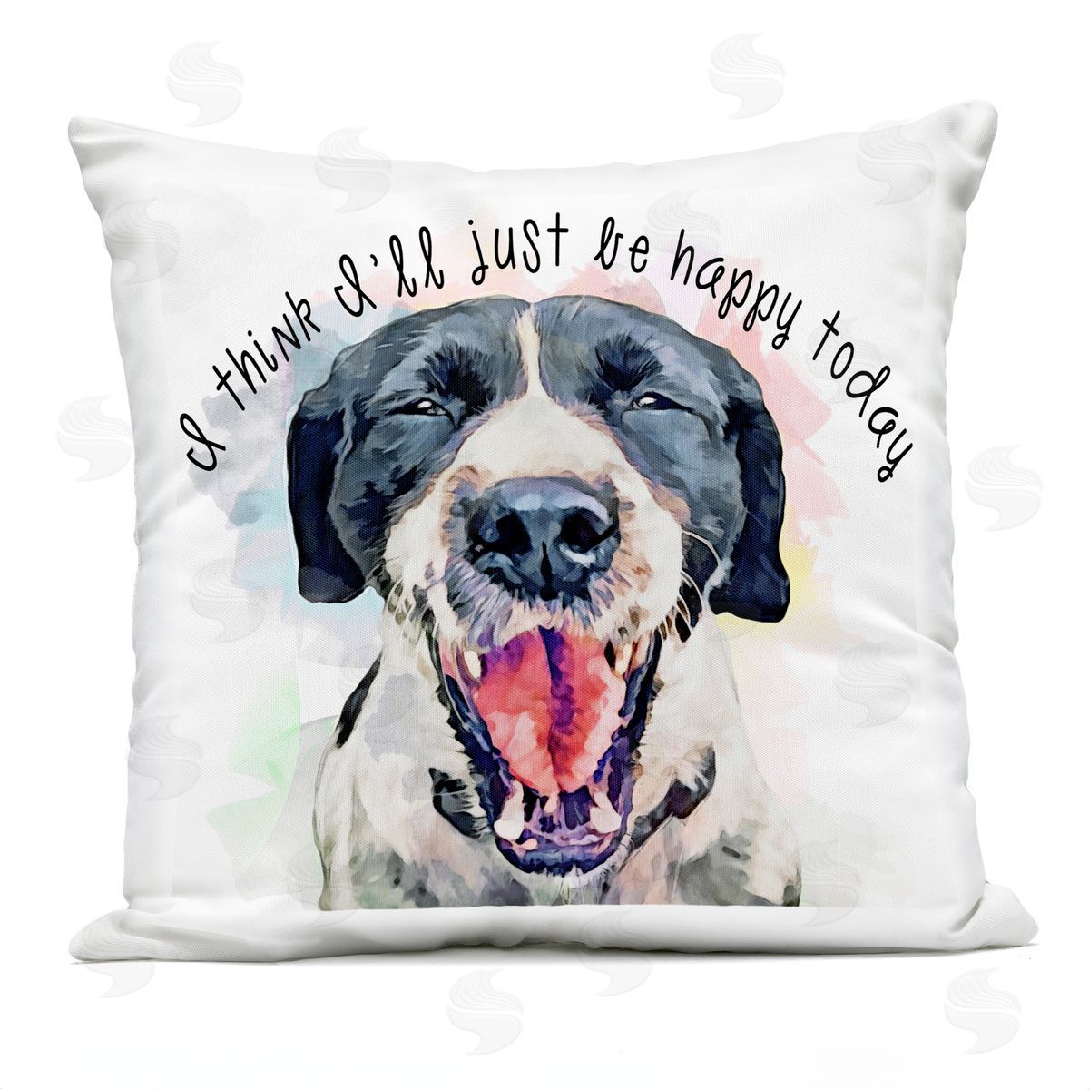 Think I'll Just Be Happy Dog Phrase Outdoor Printed Pillow, Home Decor by Kim Curinga