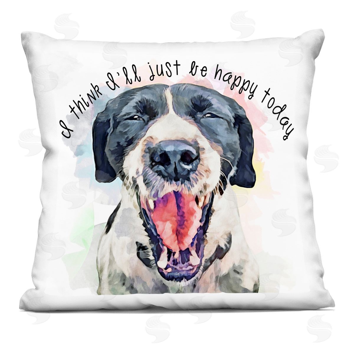 Think I'll Just Be Happy Dog Phrase Decorative Printed Pillow, Home Decor by Kim Curinga