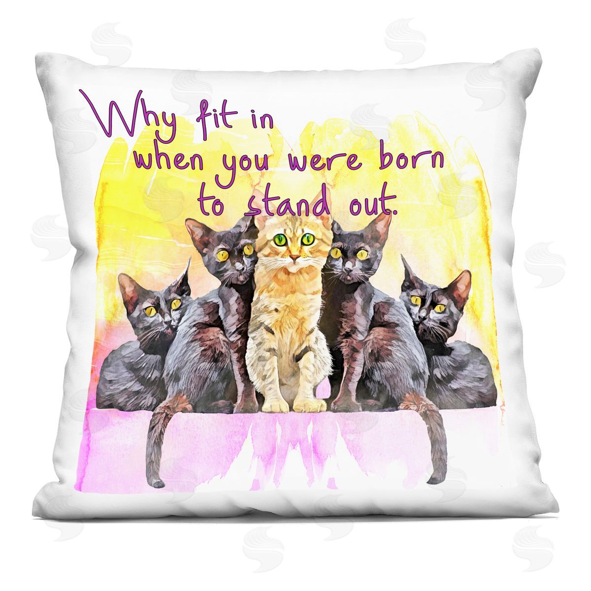 Why Fit In Individuality Cats Phrase Decorative Printed Pillow, Home Decor by Kim Curinga