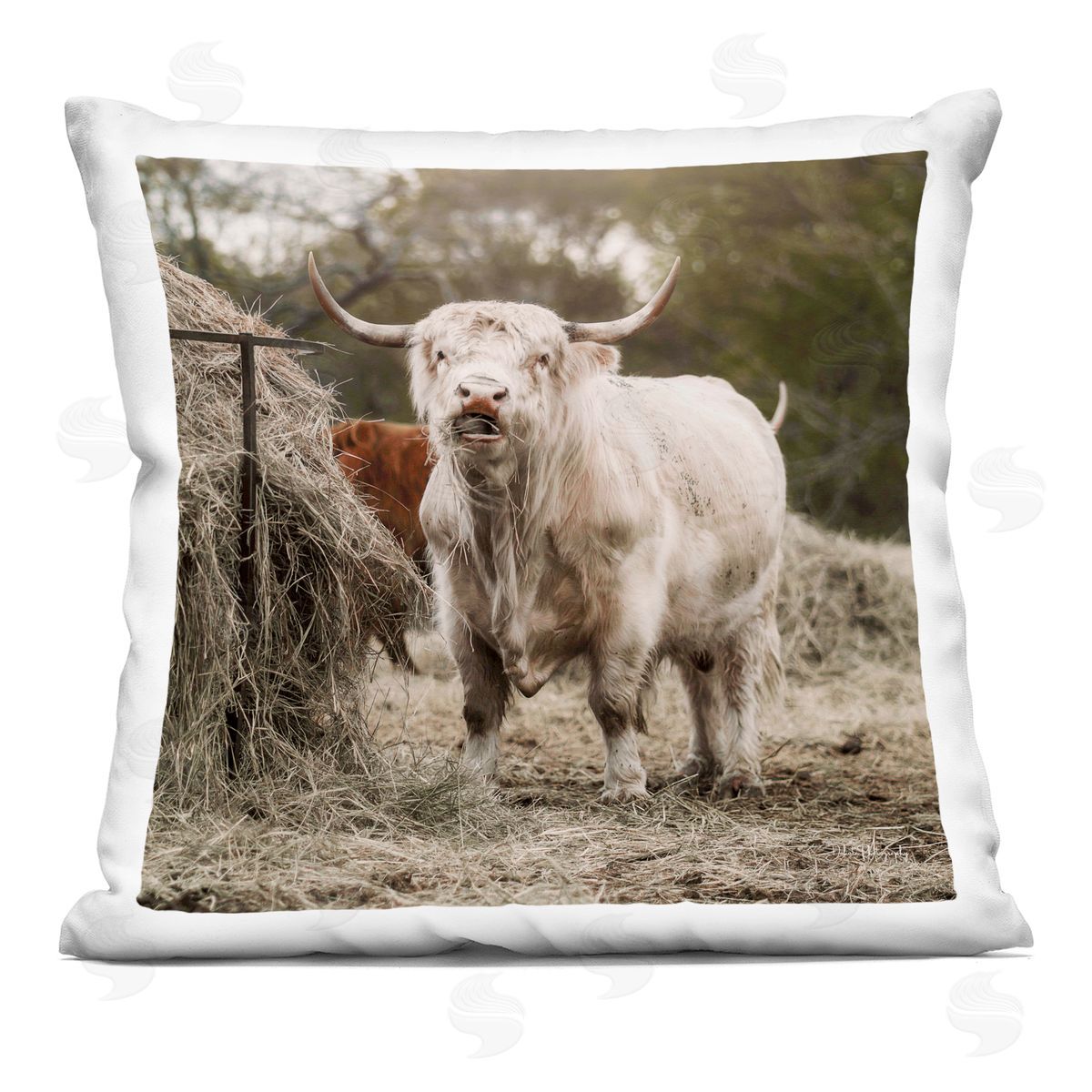 Rural Farm Cattle Longhorn Decorative Printed Pillow, Home Decor by Dakota Diener
