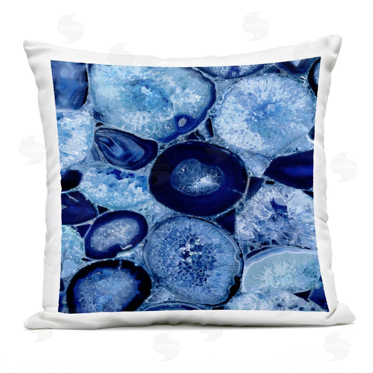Blue Agate Crystal Minerals Outdoor Printed Pillow, Home Decor by Danielle Carson