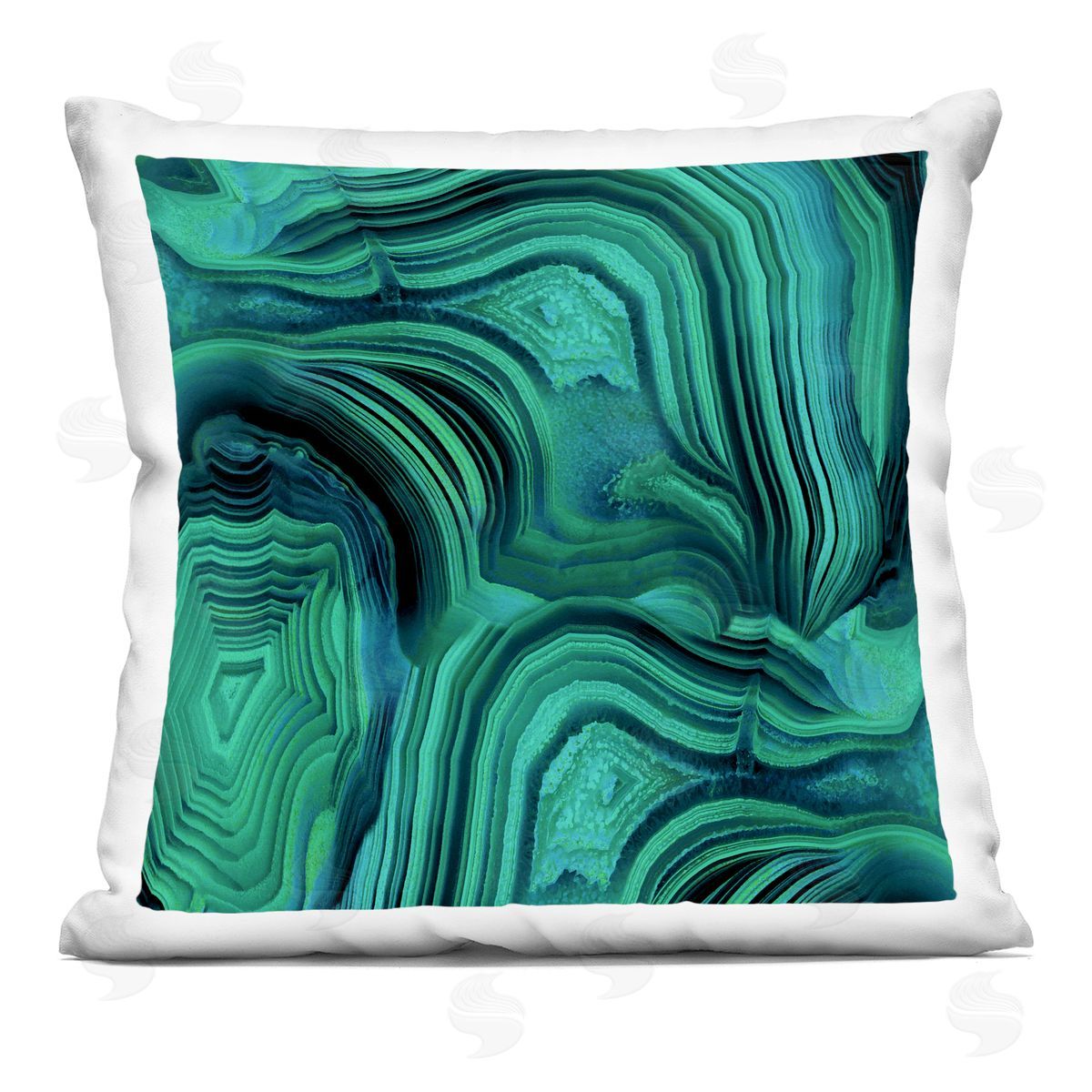 Green Abstract Agate Shapes Decorative Printed Pillow, Home Decor by Danielle Carson