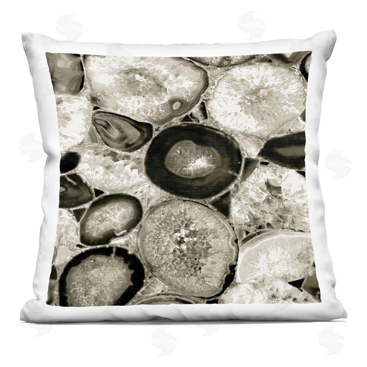 Varied Monochrome Gemstone Crystals Decorative Printed Pillow, Home Decor by Danielle Carson