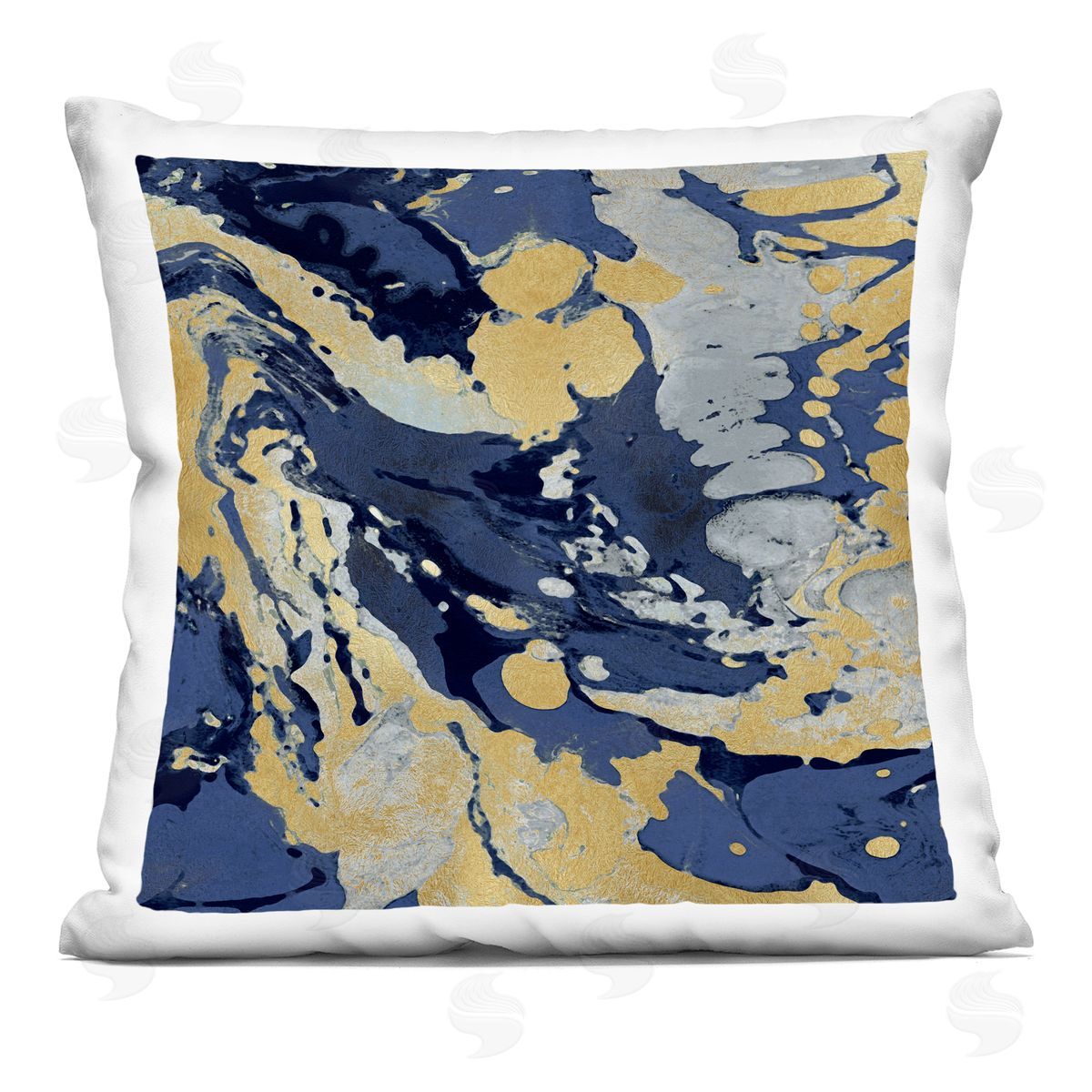 Contemporary Glam Blue Swirl Decorative Printed Pillow, Home Decor by Danielle Carson