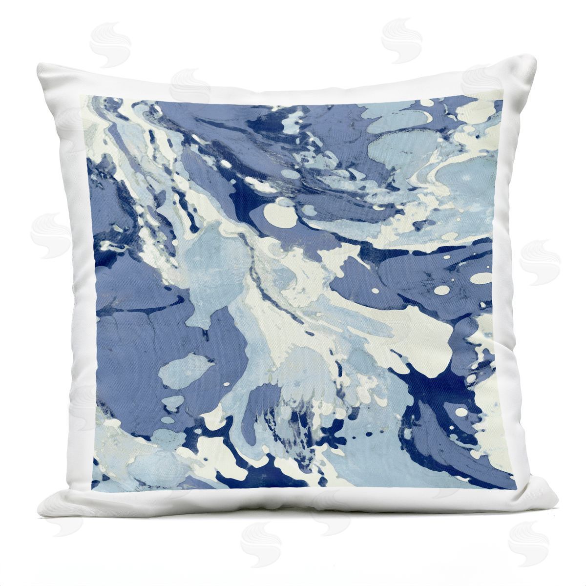 Modern Blue Flowing Pattern Outdoor Printed Pillow, Home Decor by Danielle Carson