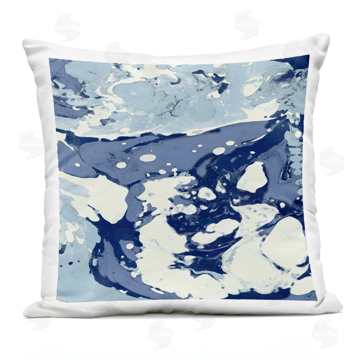 Marbled Blue Fluid Abstract Outdoor Printed Pillow, Home Decor by Danielle Carson