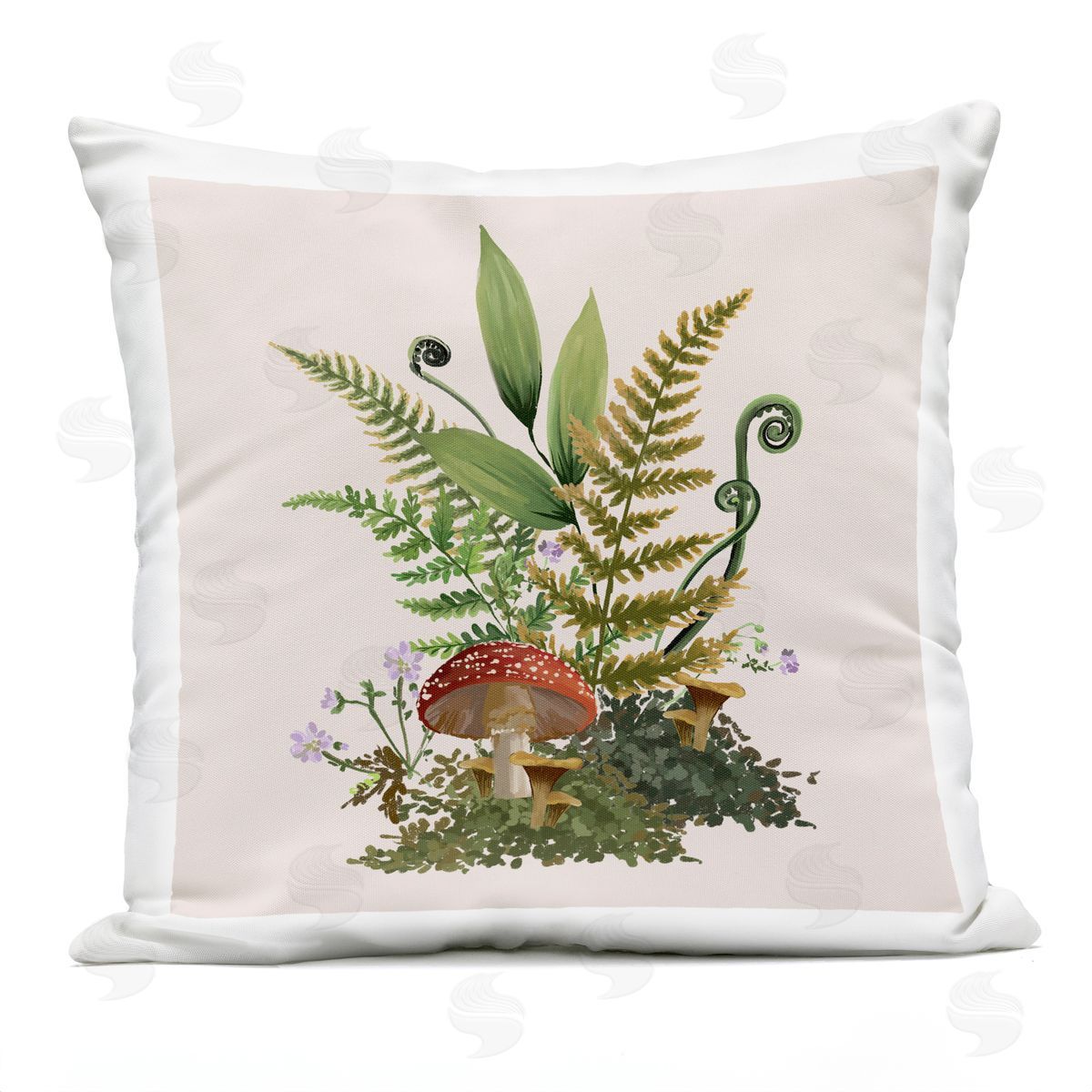 Floral Mushroom Nature Sprouts Outdoor Printed Pillow, Home Decor by House of Rose