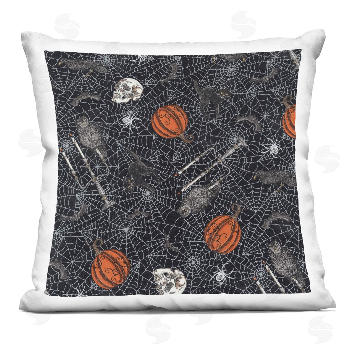 Spooky Spider Web Halloween Pattern Decorative Printed Pillow, Home Decor by Deb Strain