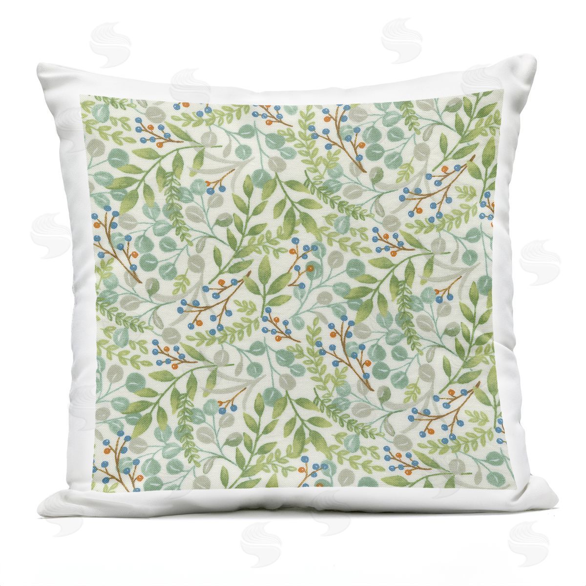 Green Nature Leaves Sprouts Outdoor Printed Pillow, Home Decor by Deb Strain